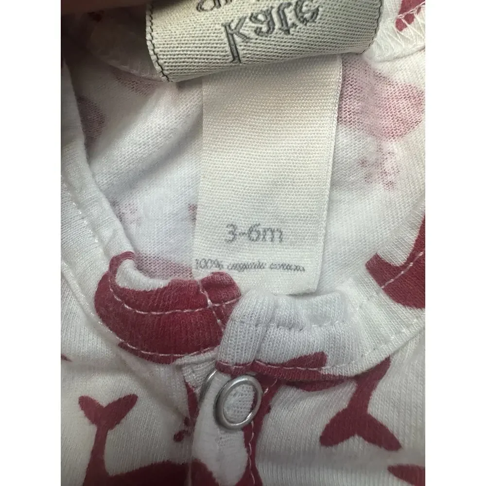 Kate Quinn Whale Print Baby Gown Sleeper 3-6M Organic Cotton